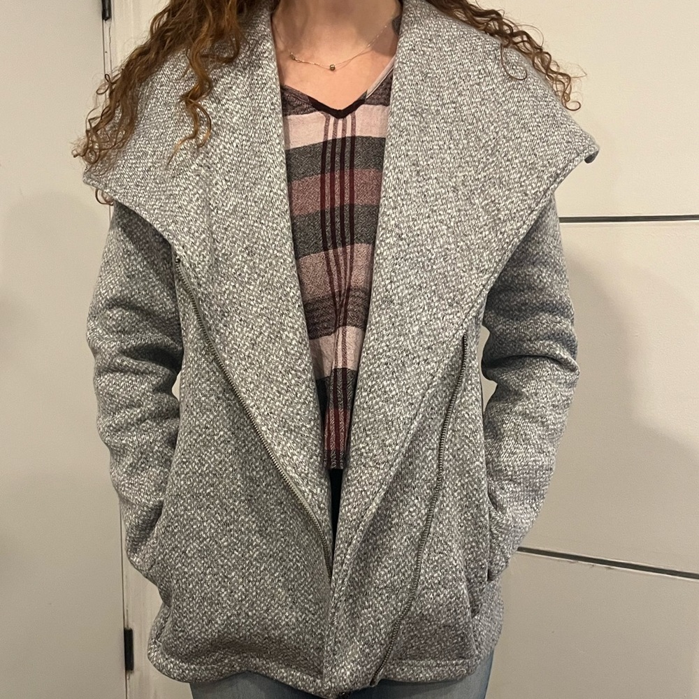 Lands End Sweater Fleece Asymmetrical Coat